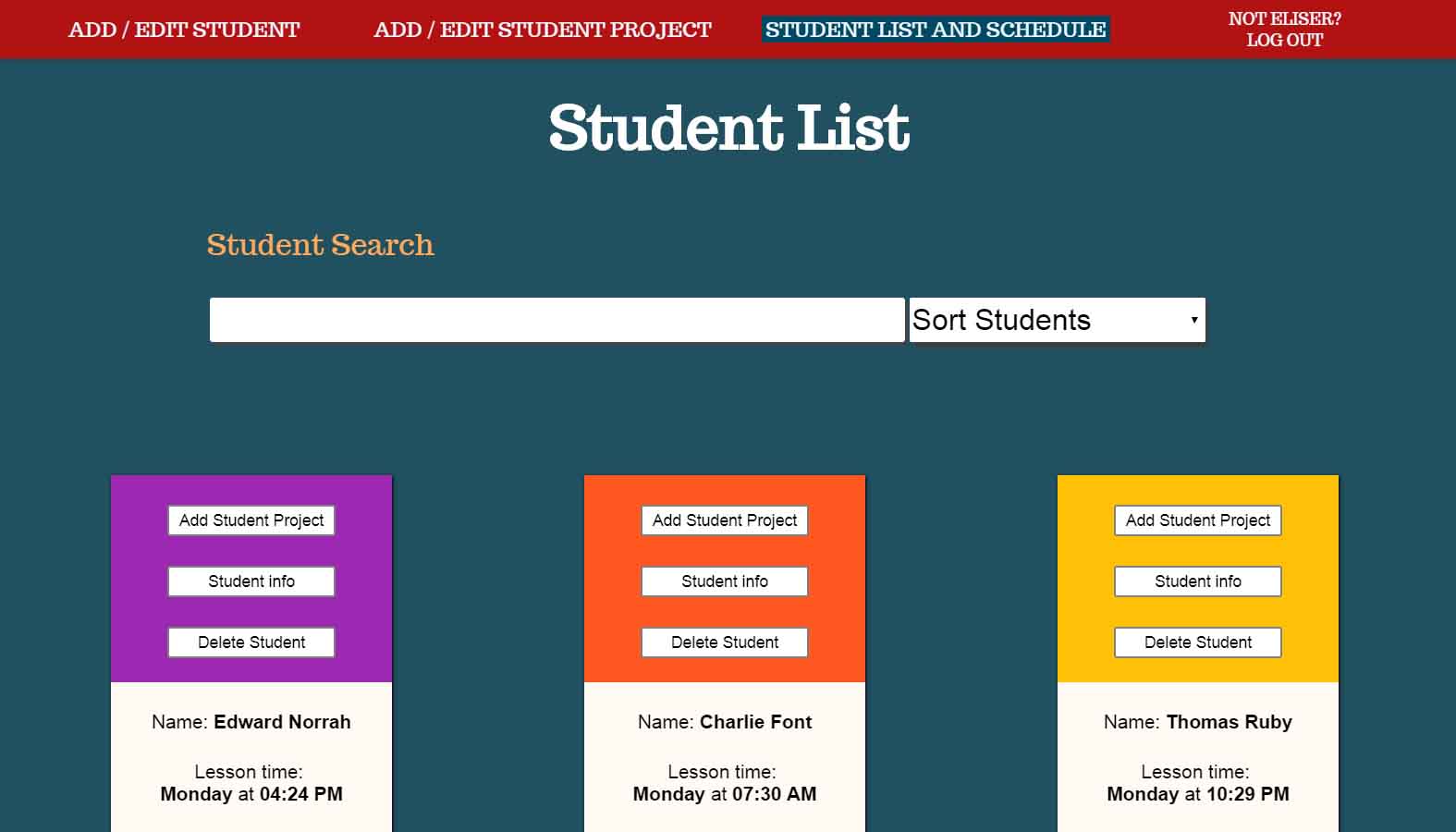 Curriculum Manager Student List